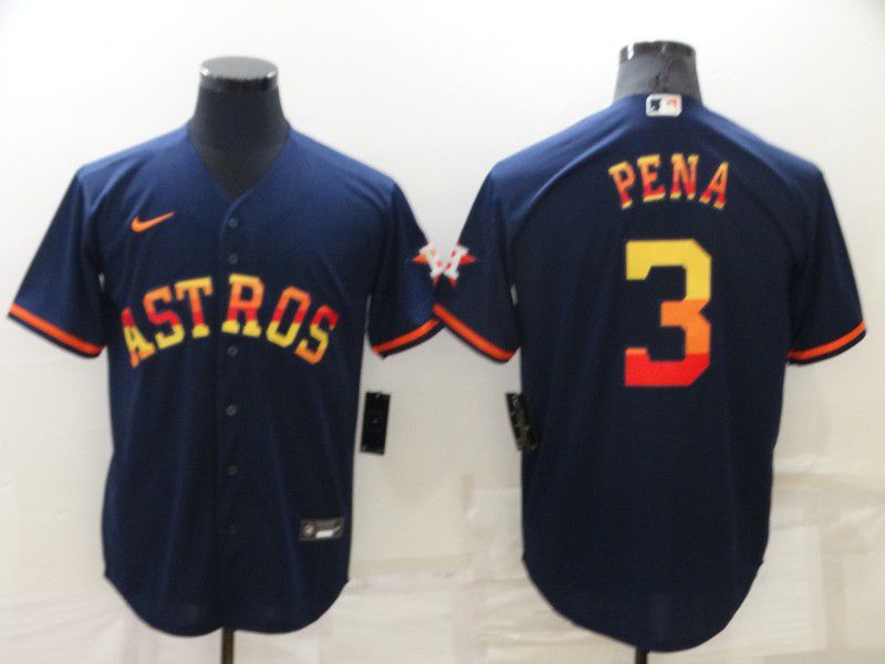 Men Houston Astros #3 Pena Blue Rainbow Edition Game Nike 2022 MLB Jerseys->houston astros->MLB Jersey